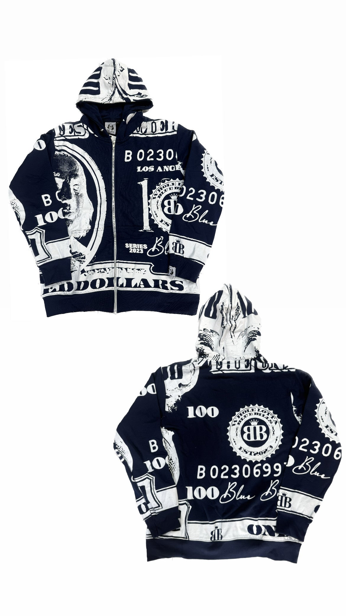 NAVY BLUE HUNDRED DOLLAR HOODIE