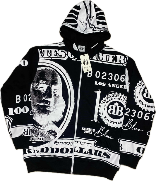 BLACK HUNDRED DOLLAR ZIP UP